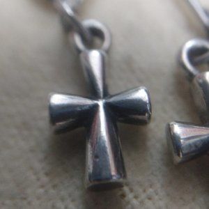 James Avery St. Teresa Cross Lever Back retired earrings 925 Sterling Silver
